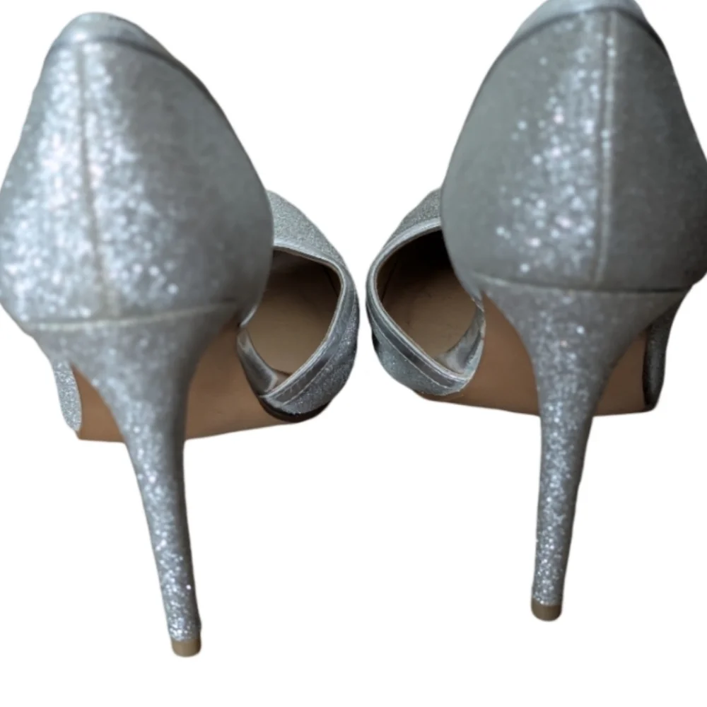 Steven by Steve Madden Whiskey Silver Glitter D'Orsay Pointed Toe Heels Size 9